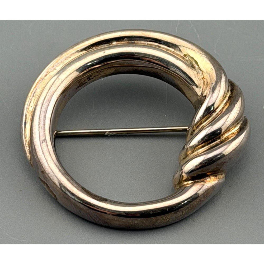 Vintage Sterling Silver Brooch Bayanihan Modernist Swirl Circle 1 5/8"  9 g